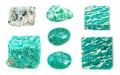 Set of various green Amazonite gemstones