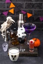 Set of various Halloween drinks