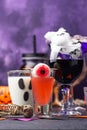 Set of various Halloween drinks