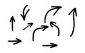 Set of various hand drawn doodle arrows pointing in different directions isolated on white Royalty Free Stock Photo