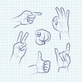 Set of various hand gestures