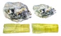 Set of various heliodor crystals cutout on white Royalty Free Stock Photo