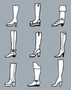 Set of various high female boots