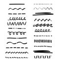 A set of various highlighter and underline lines. A collection of graphic elements drawn by hand with a free brush. Vector stock