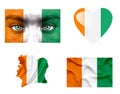 Set of various Ivory Coast flags Royalty Free Stock Photo