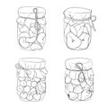 Set of various jars with fruit jams