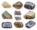 Set of various Labradorite gemstones isolated Royalty Free Stock Photo