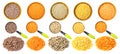 Set of various lentils cutout on white Royalty Free Stock Photo