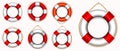 Set of various lifebuoy isolated or lifeguard rescue equipment or safety beach worker with life jacket concept. eps 10 vector Royalty Free Stock Photo