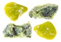 Set of various Lizardite stones cutout on white Royalty Free Stock Photo