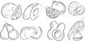 set of various logos of whole fruit and pieces of fruit Royalty Free Stock Photo