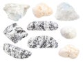 Set of various Magnesite stones isolated on white Royalty Free Stock Photo