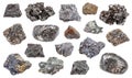 Set of various Magnetite iron ore rocks isolated Royalty Free Stock Photo
