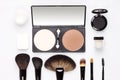 Set of various makeup brushes with eyeshadows and rouge Royalty Free Stock Photo