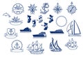 Set of various marine emblem silhouettes