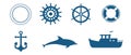 Set of various maritime elements