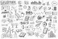 Set of various marketing hand drawn vector doodles