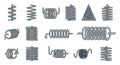 Set of various metal springs, coils, and shock absorbers for mechanical engineering and industrial applications Royalty Free Stock Photo