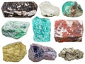 Set of various mineral rocks and stones isolated Royalty Free Stock Photo