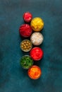 Set of various multicolored bright fermented and pickled vegetables, snacks and condiments Royalty Free Stock Photo