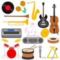 Set of various musical instrument