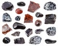 Set of various Obsidian rocks isolated on white Royalty Free Stock Photo