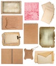 Set of various old paper sheets and ring books Royalty Free Stock Photo