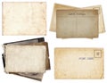 Set of various Old papers and postcards with scratches and stains texture isolated Royalty Free Stock Photo