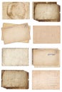 Set of various Old papers and postcards with scratches and stains texture isolated Royalty Free Stock Photo