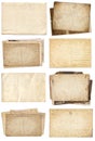 Set of various Old papers and postcards with scratches and stains texture isolated Royalty Free Stock Photo