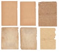 Set of various Old papers and postcards with scratches and stains texture isolated Royalty Free Stock Photo