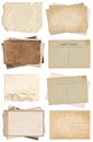 Set of various Old papers and postcards with scratches and stains texture isolated Royalty Free Stock Photo