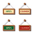 Set of various open and closed business signs for door or shop window Royalty Free Stock Photo