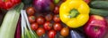 Set of various organic raw fruits and vegetables on wooden surface, view from above. Top view. Close-up Royalty Free Stock Photo