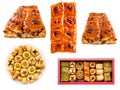 set of various pakhlava cutout on white Royalty Free Stock Photo