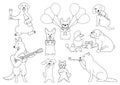 Party dogs line art Royalty Free Stock Photo