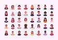 Set of various people avatars vector illustration. Multiethnic user portraits. Different human face icons. Male and female charact