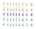 Set of Various people character in different poses. Vector illustration. full length