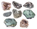 Set of various Phlogopite stones cutout Royalty Free Stock Photo