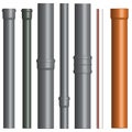 Set of various plastic pipes with connectors, vector illustration Royalty Free Stock Photo