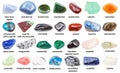 Set of various polished stones with names isolated Royalty Free Stock Photo