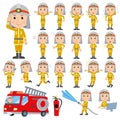 Set of various poses of The firemans