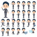 Set of various poses of japanese Schoolboy
