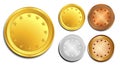 set of various realistic gold dollar coin. 3D Illustration. Royalty Free Stock Photo