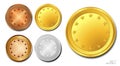 set of various realistic gold dollar coin. Eps. Royalty Free Stock Photo
