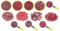 Set of various red beans cutout on white Royalty Free Stock Photo