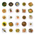 Collage of restaurant dishes isolated on white Royalty Free Stock Photo