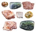 Set of various Rhyolite rocks isolated on white Royalty Free Stock Photo