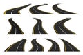 Set of various road curves, turns and bends