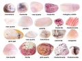 Set of various rolled pink stones with name cutout Royalty Free Stock Photo